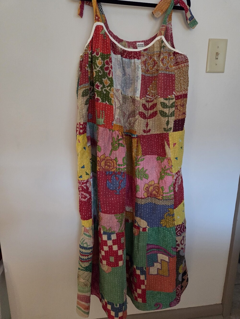 Kantha Style 100% Cotton Flowy Sun Dress NWT Open Size
